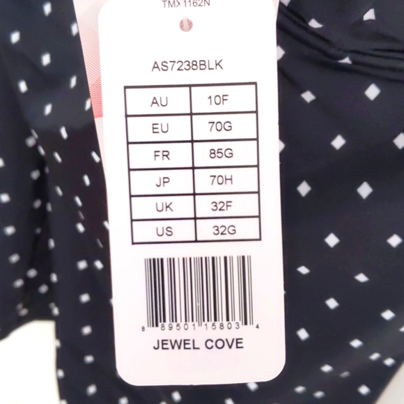 Freya Jewel Cove Underwire, Bra Size Tankini Top. Black/White. Multiple Sizes. - Picture 4 of 7